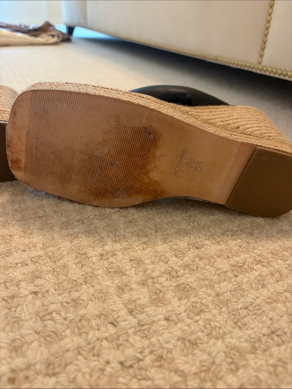 Paloma Barcelo Black Knotted Leather Espadrille Wedge Sandals - Picture 3 of 4